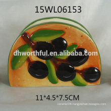 Popular design ceramic napkin holder with olive pattern